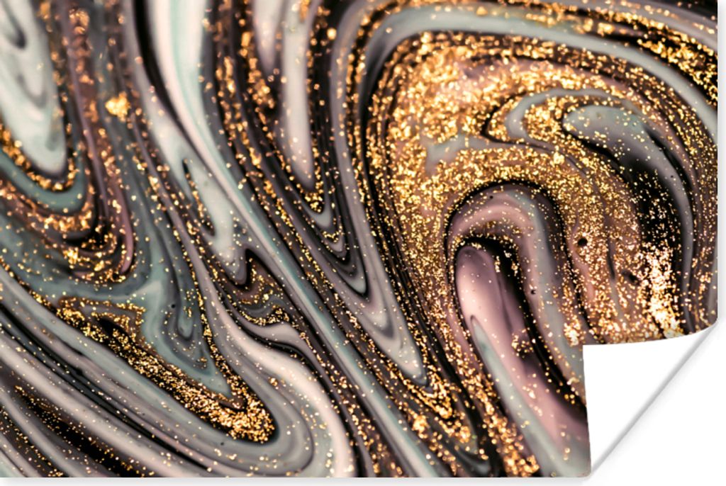 MuchoWow® Poster Marmoroptik - Gold - Glitter - Luxus - Produktbild 