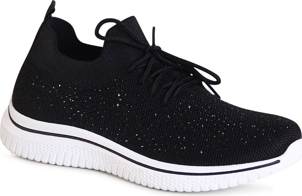 topschuhe24 3149 Damen Glitzer Light Sneaker Plateau Slipper , Farbe:Schwarz, Größe:37 EU