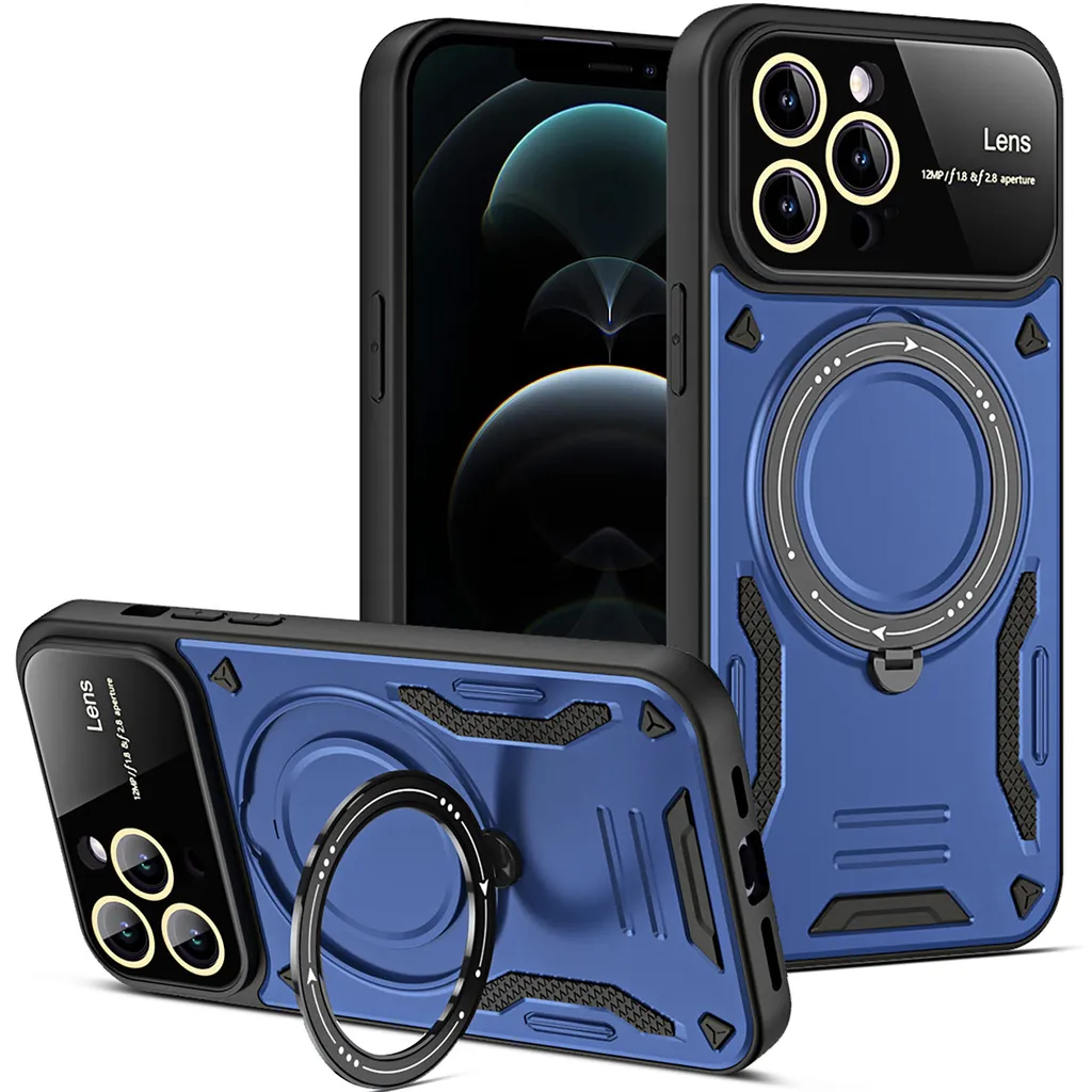 Cover Rugged iPhone 12 Pro Max con Ring Holder e MagSafe Blu