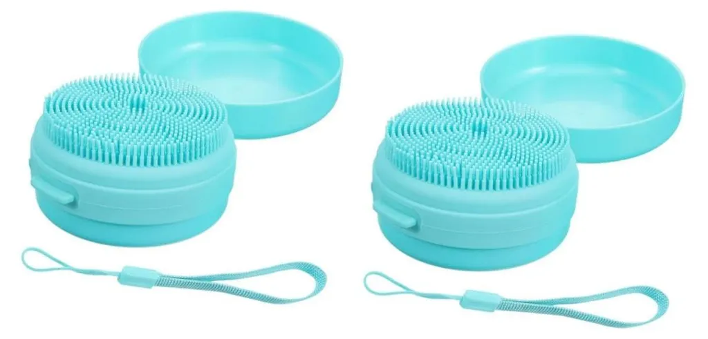Brosse de bain silicone en 2 parties avec porte-savon gris antidérapant