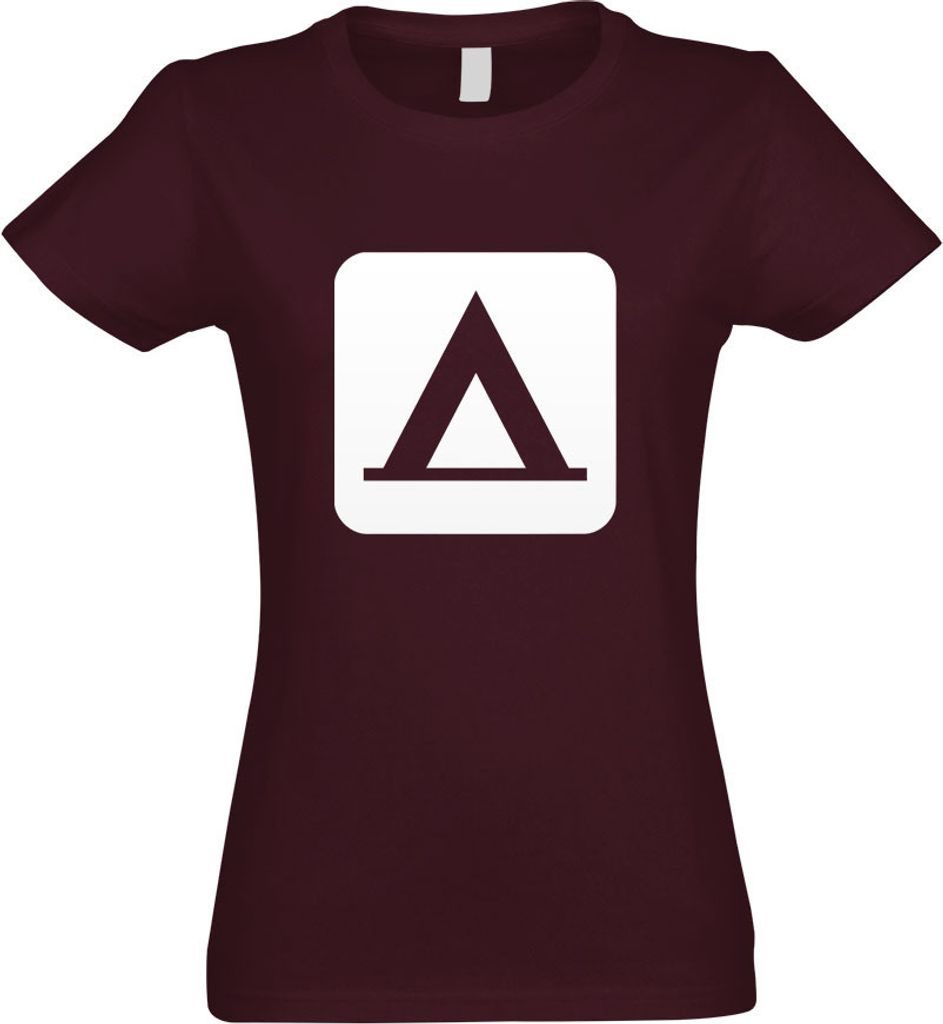 Kiwistar - T-Shirt tailliert - Damen - Burgund - Zelten Camping Piktogramme - mit Motiv Bedruckt - Funshirt Design - Sport - Freizeit - Damen - XXL