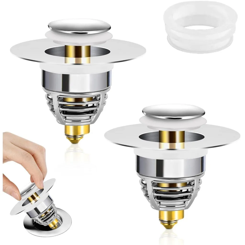 Bonde de lavabo à clapet clic-clac universelle pour baignoire x2