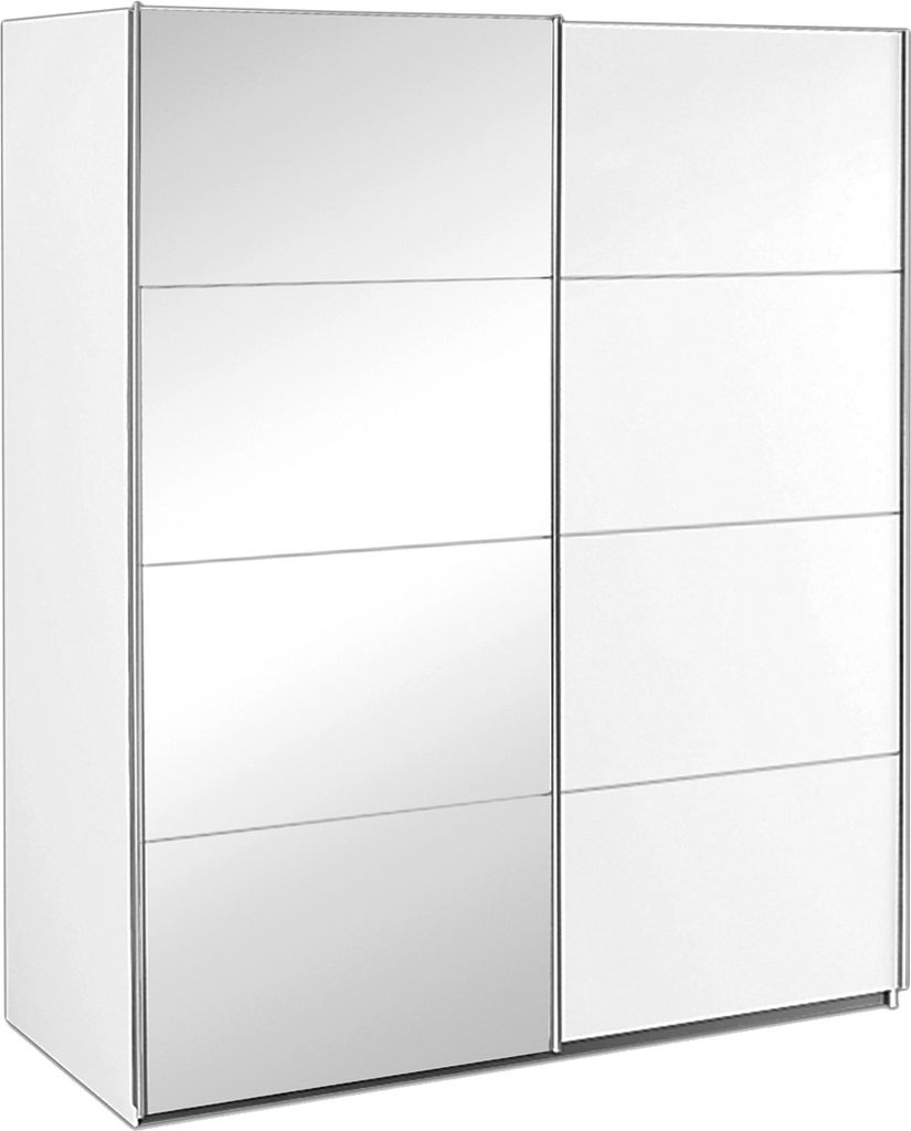 Schwebetürenschrank - Alpinweiß - 136 x 197 cm - mit Spiegel