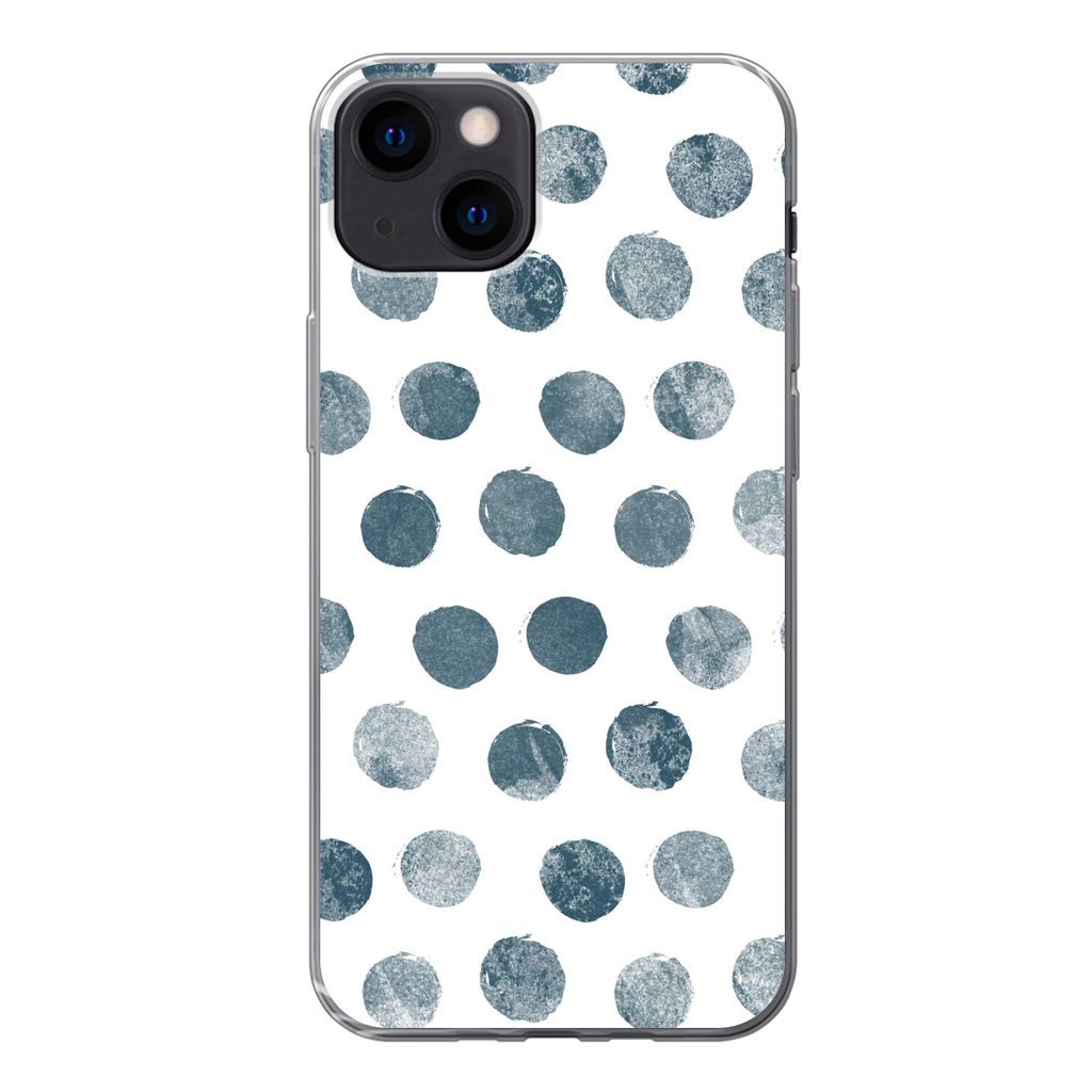 MuchoWow Handyhülle Schutzhülle Hülle für iPhone 13 Polka dots - Grau - Weiß Silikon Softcase Handy Hülle - Karteninhaber