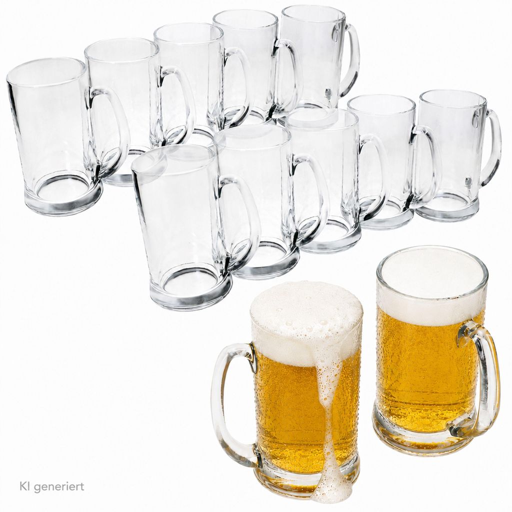 12x Viva Bierkrug 0,5L mit Henkel Bierhumpen 500ml Seidel Produktbild 