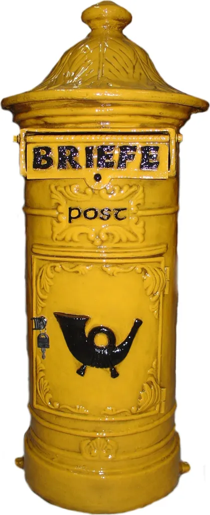 Grande boîte aux lettres sur pied jaune 110cm en résine GFK durable