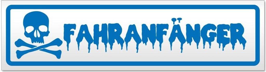 Kiwistar - Autoaufkleber - Blau - 20 x 5,3 cm - Fahranfänger Totenkopf - Hinweis Aufkleber Sticker für Auto, Kfz, Fahrrad, PKW, LKW