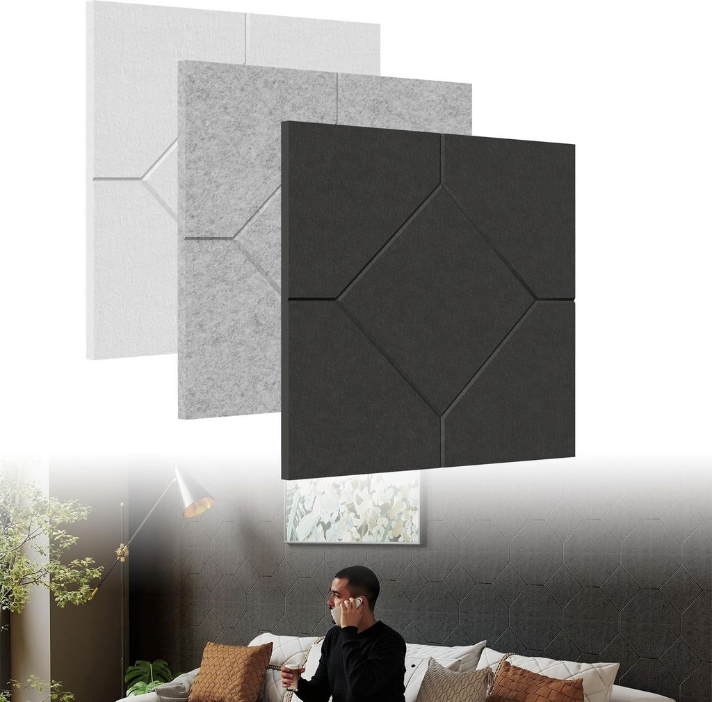 TWOLIIN 3D Akustikpaneele Selbstklebend, Schallschutz Schallabsorber Wandpaneele Schalldämmung Wandverkleidung für ruhige Räume, Akustische Beha...