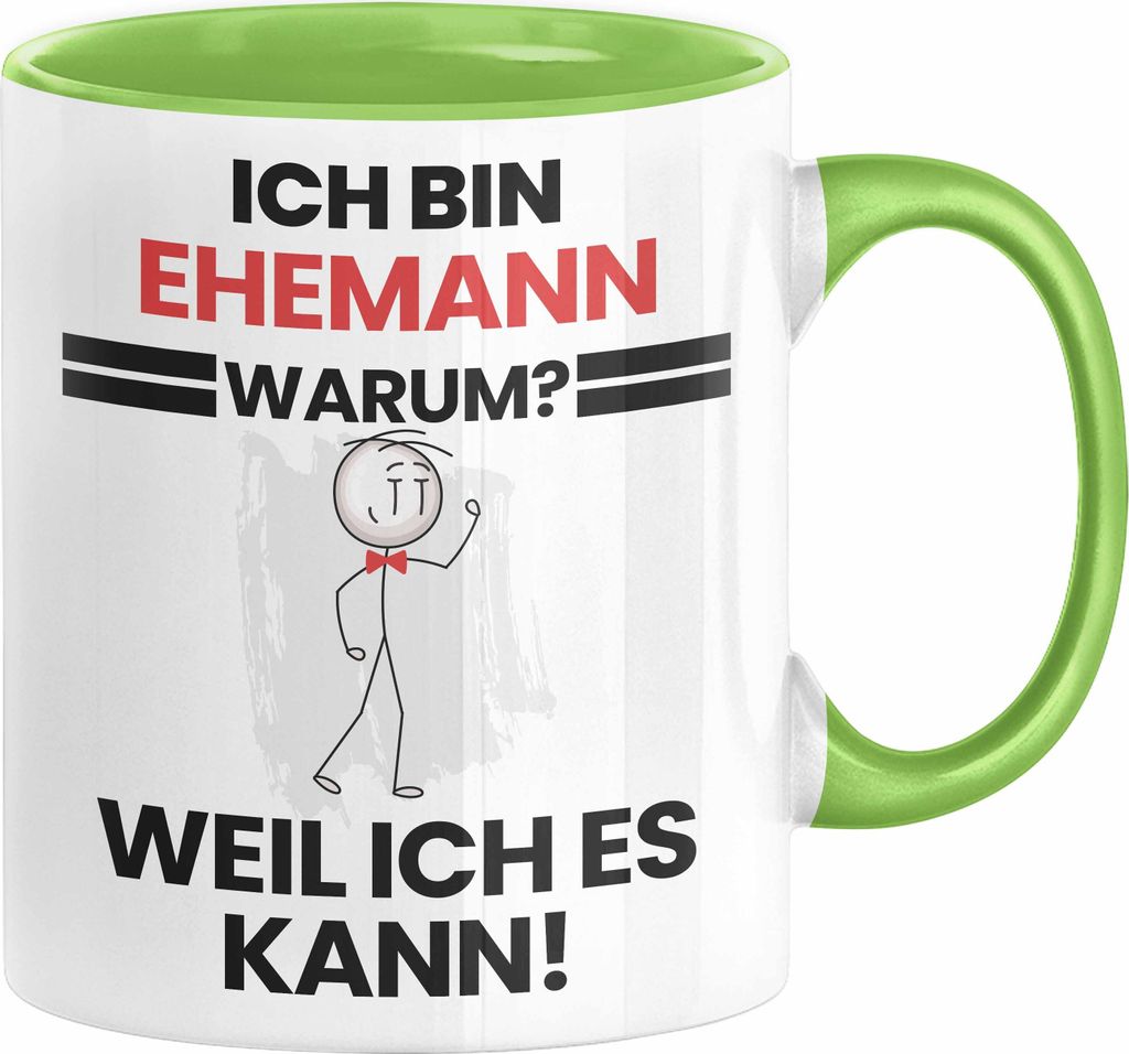 Ehemann Geschenk Tasse Lustiger Spruch Ich Bin Ehemann Warum Weil Ich Es Kann Geschenkidee Bester Ehemann Geburtstag Kaffee-Becher (Grün)