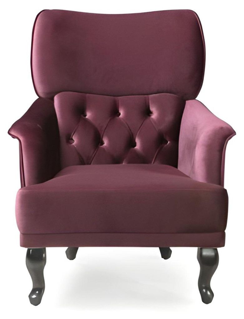 Designer Sessel Polstersessel Chesterfield Lila Samt Ohrensessel Modern