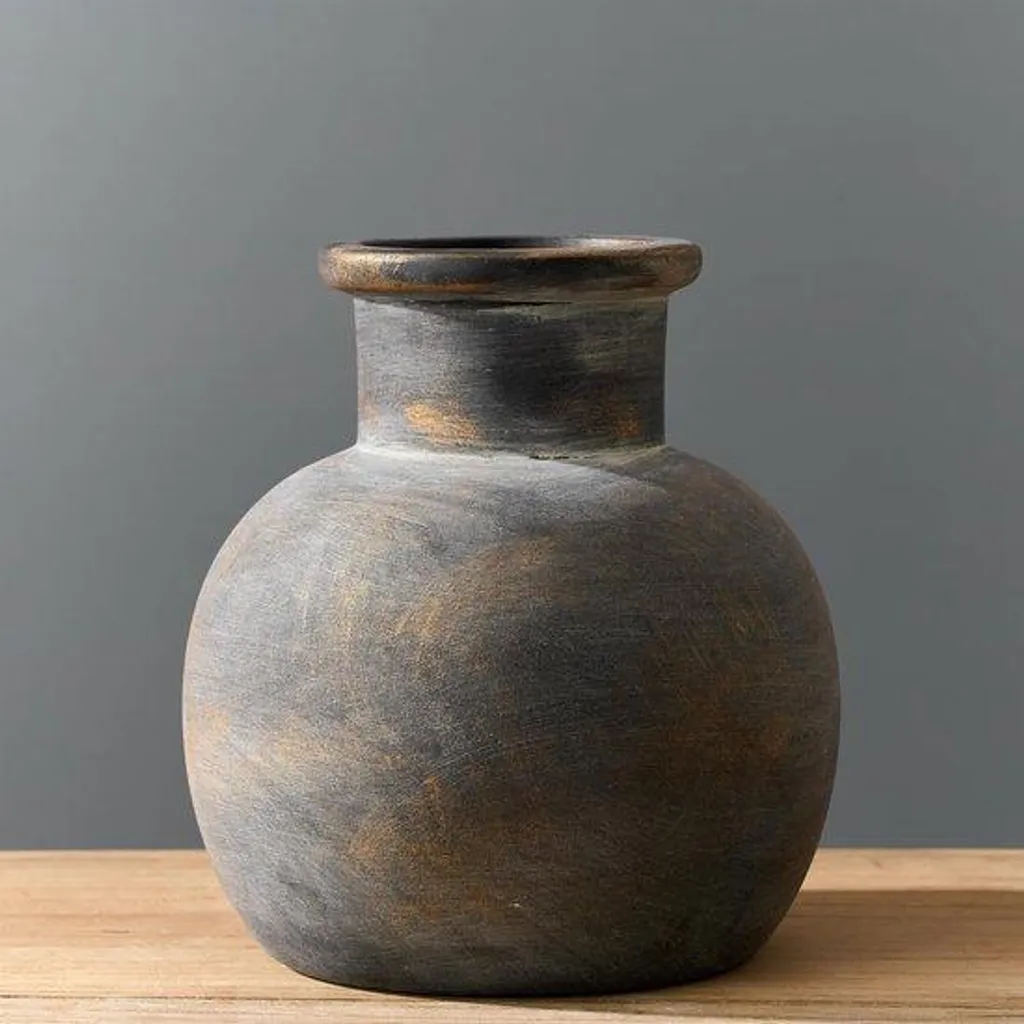 Pichet décoratif style ferme en acier galvanisé - Vase fleurs 20 cm