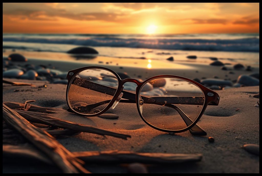 Poster 91,5x61cm Sonnenuntergang durch Glas