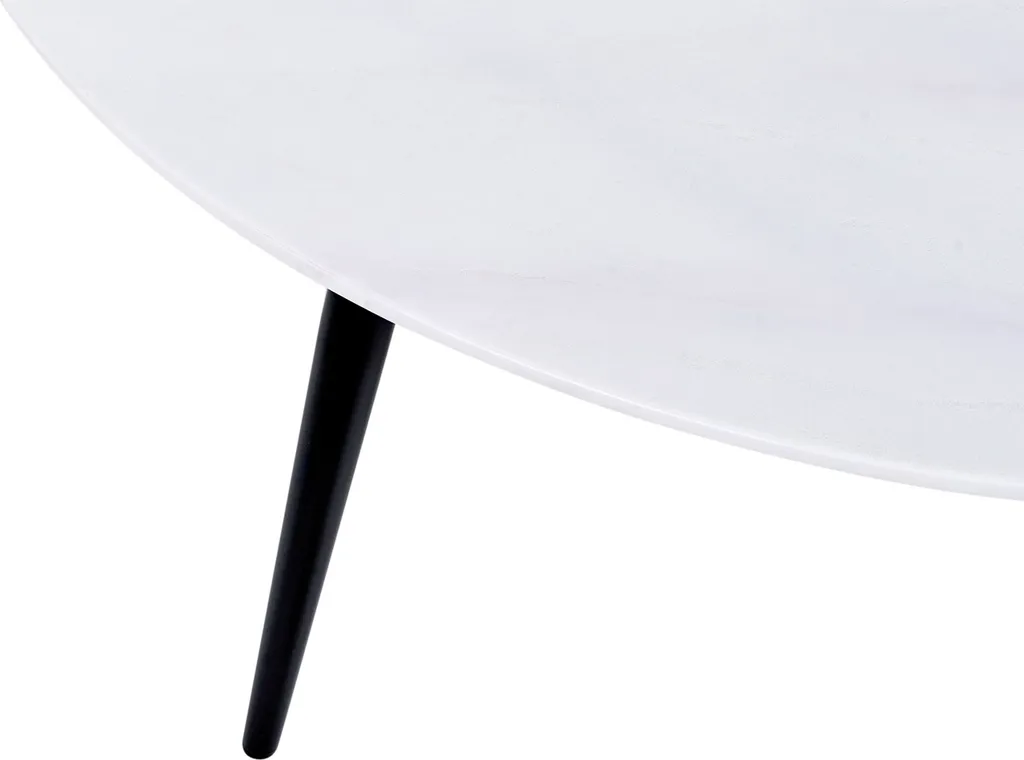 Table basse plateau marbre facile à nettoyer avec pieds noirs robustes