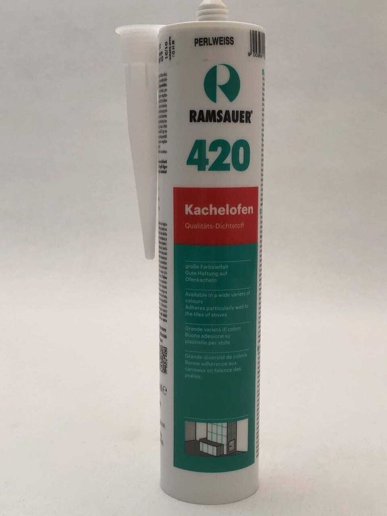 Elastische Fugenmasse Acryl in PERLWEISS für Kamin und Kachelofen in Kartusche