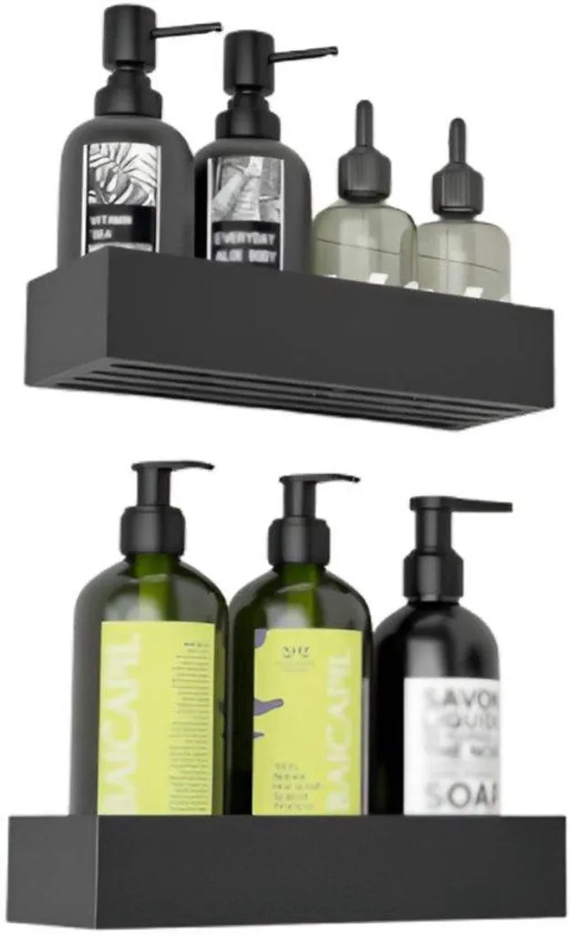 Flexible de douche télescopique noir en acier inoxydable sans perçage