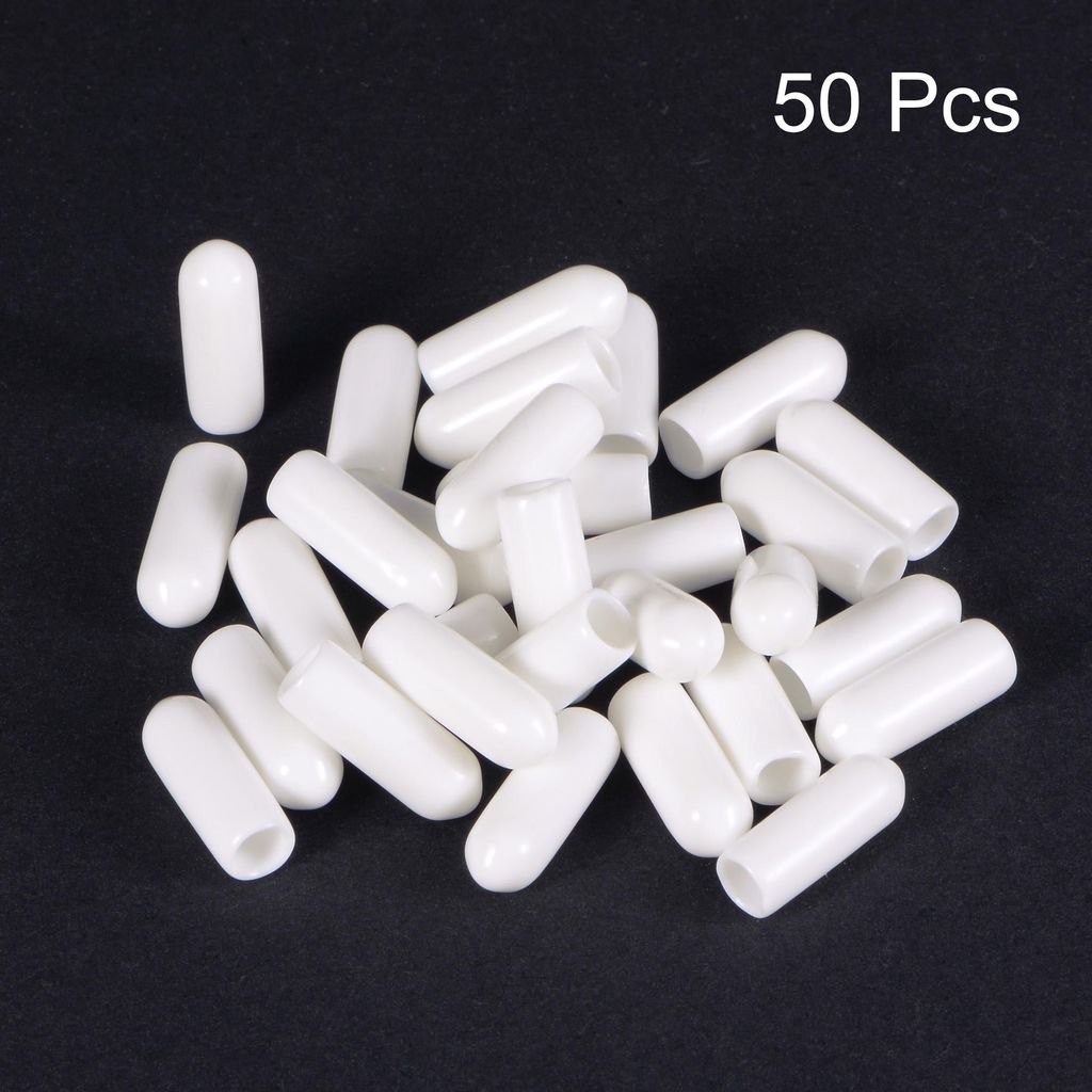 50Stk. Runde Gummi Endkappen 4mm Vinyl Abdeckung Schraube Gewinde Wei?