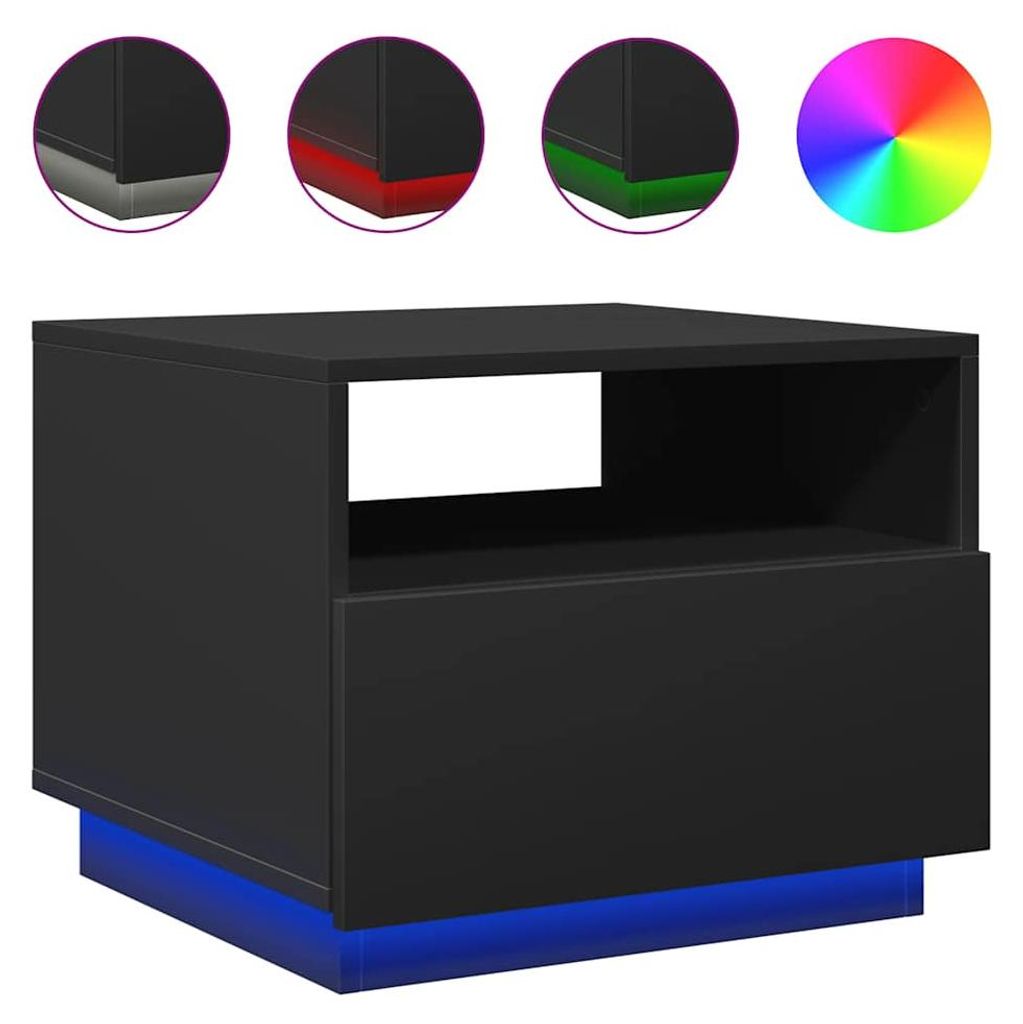 Konferenční stolek s LED světly černý 50x49x40 cm Obrázek produktu 
