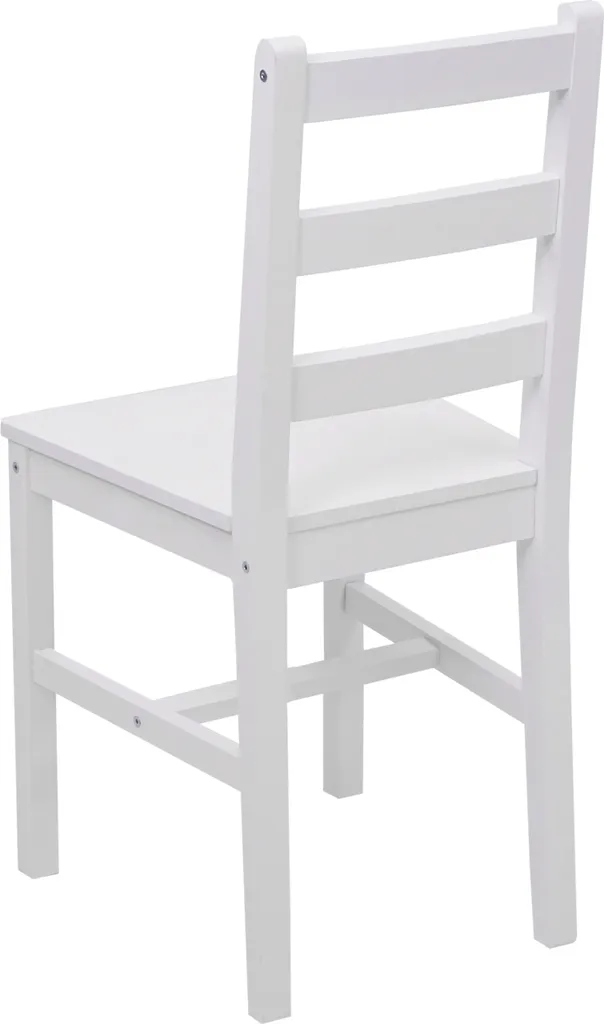 Coin repas robuste en bois massif blanc : set de table et chaises 110cm