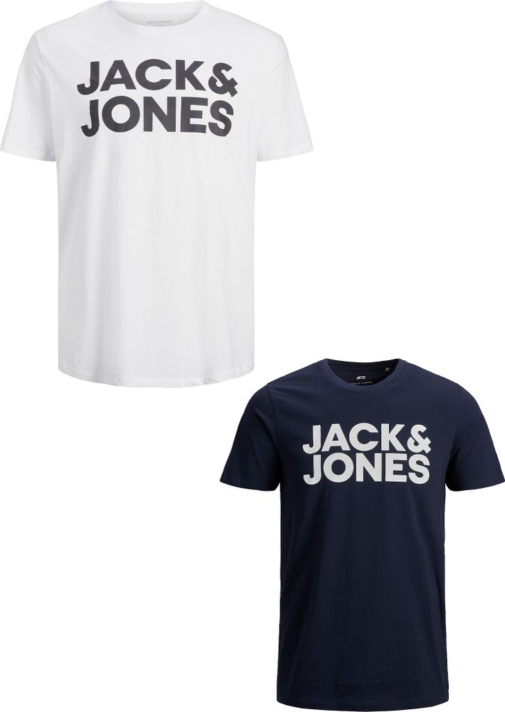 JACK & JONES 2er Pack T-Shirt Plus Size Rundhals Kurzarm Shirt Übergrößen Größe: 7XL
