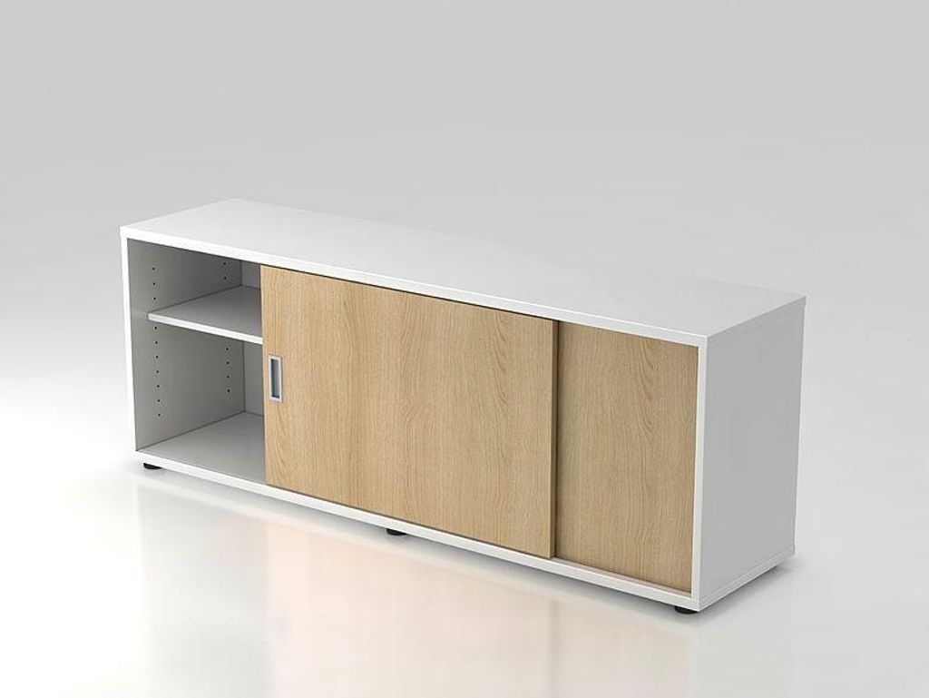 Büroschrank Sideboard Modell 1750 W/E = Weiß/Eiche
