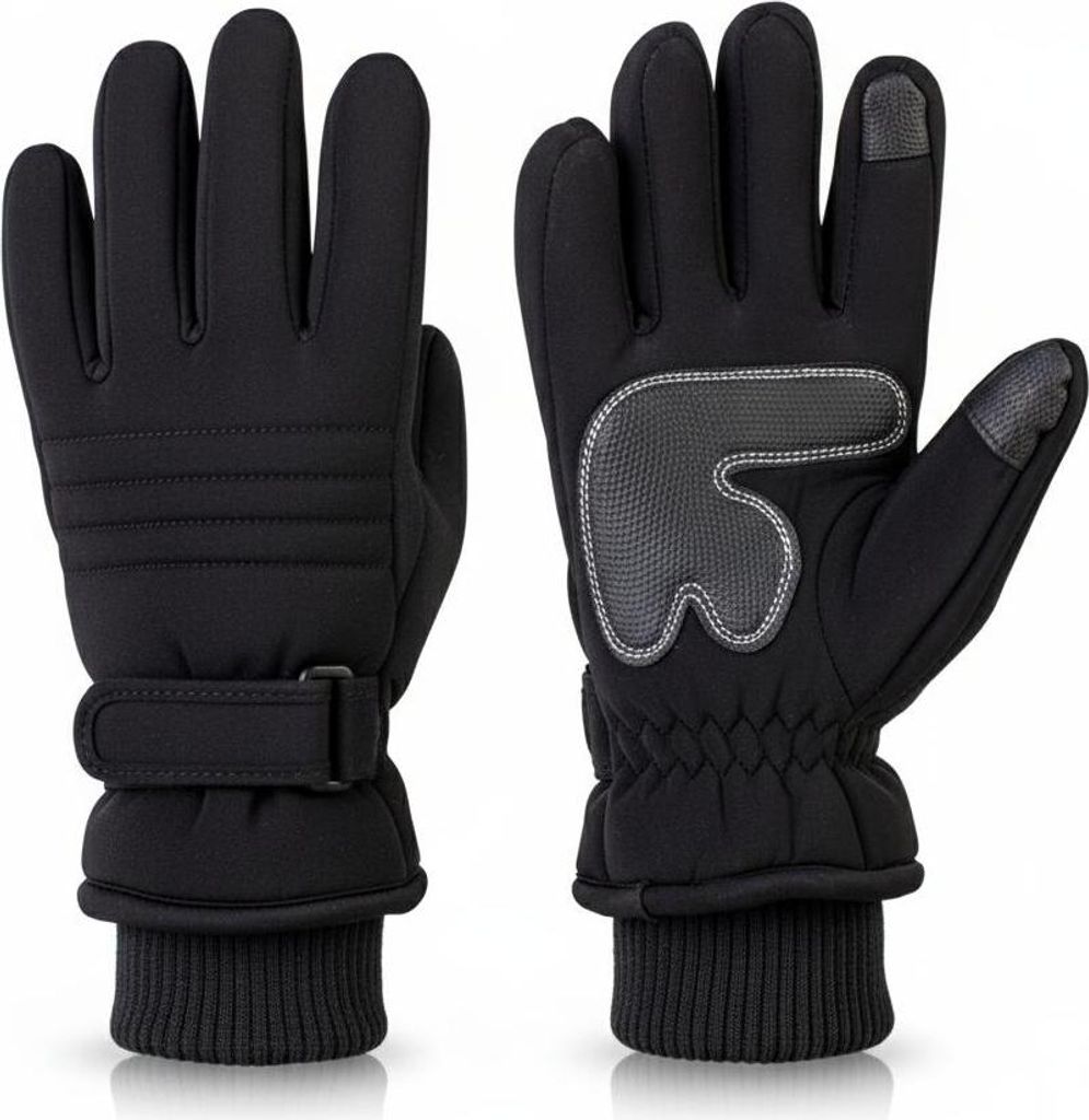 Winter Handschuhe, handschuhe Damen Herren, Größe M, Touchscreen Skihandschuhe für Ski, Snowboard, Schwarz