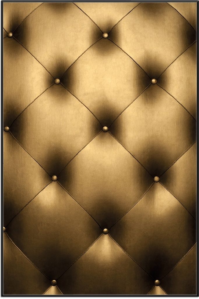 Wallario Wandbild Goldene Ledertür, Größe: 61 x 91,50 cm, Poster mit schwarzem Aluminiumrahmen