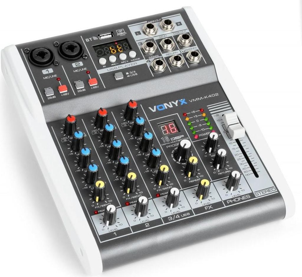 Vonyx VMM-K402 4-Kanal Music Mixer Bluetooth USB-Audio-Interface