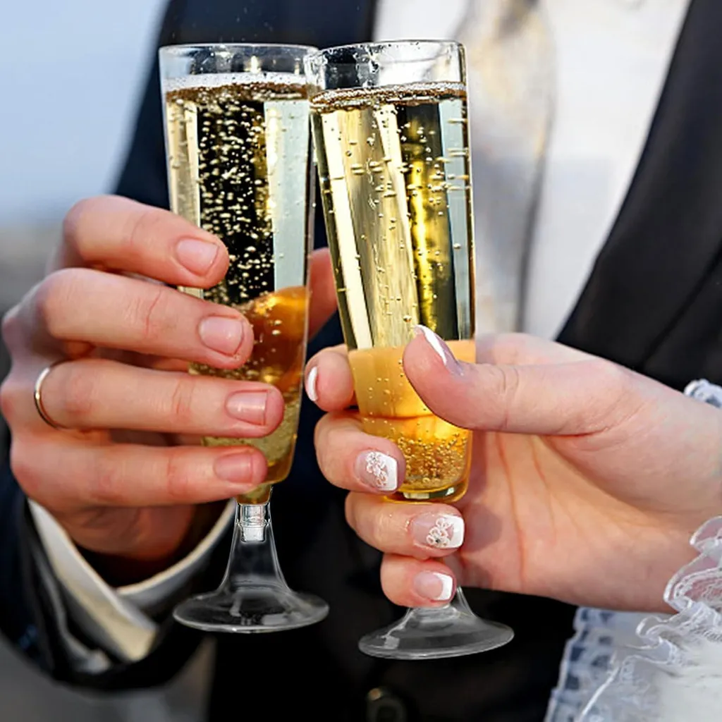 25 Bicchieri Champagne Plastica 160ml - Ideali Matrimoni e Compleanni - 2