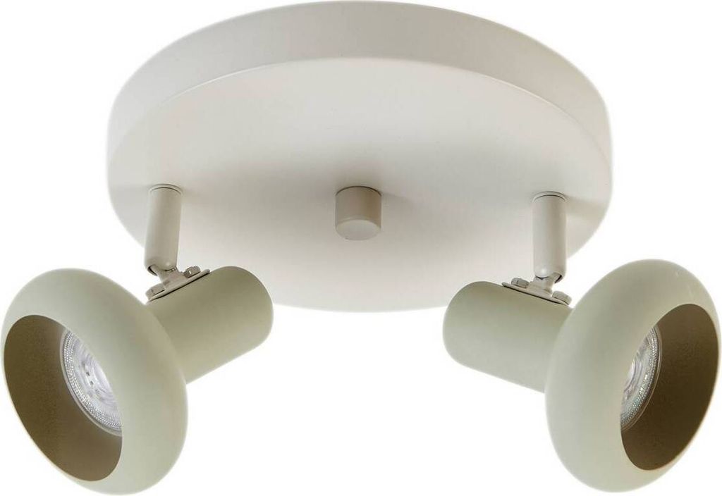 Lindby Deckenstrahler Huby, 2-flammig, creme/hellgrün, Eisen