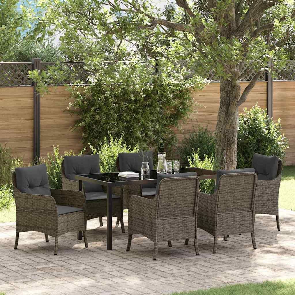 Maison Exclusive - Garten Essgruppe mit Kissen 7 pcs Grau Poly-Rattan