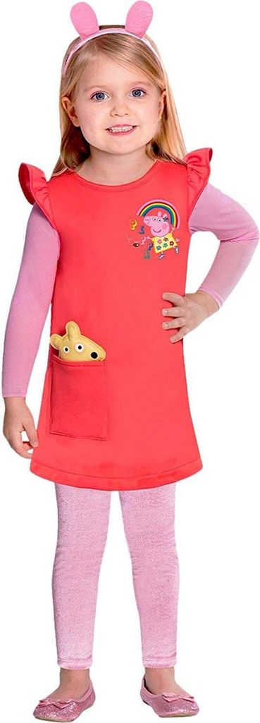 A young girl wearing a Peppa Wutz costume.