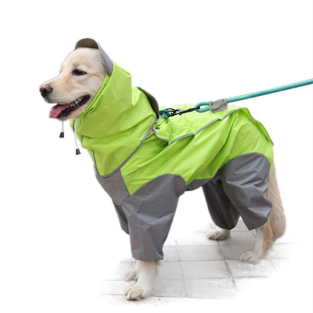 Hundemäntel, Patchwork Regenmantel für Hund Hunderegenmantel wasserdichte 4-Beine Regensjacke Haustier Raincoat Dog mit Abnehmbar Kapuze (25-35kg)