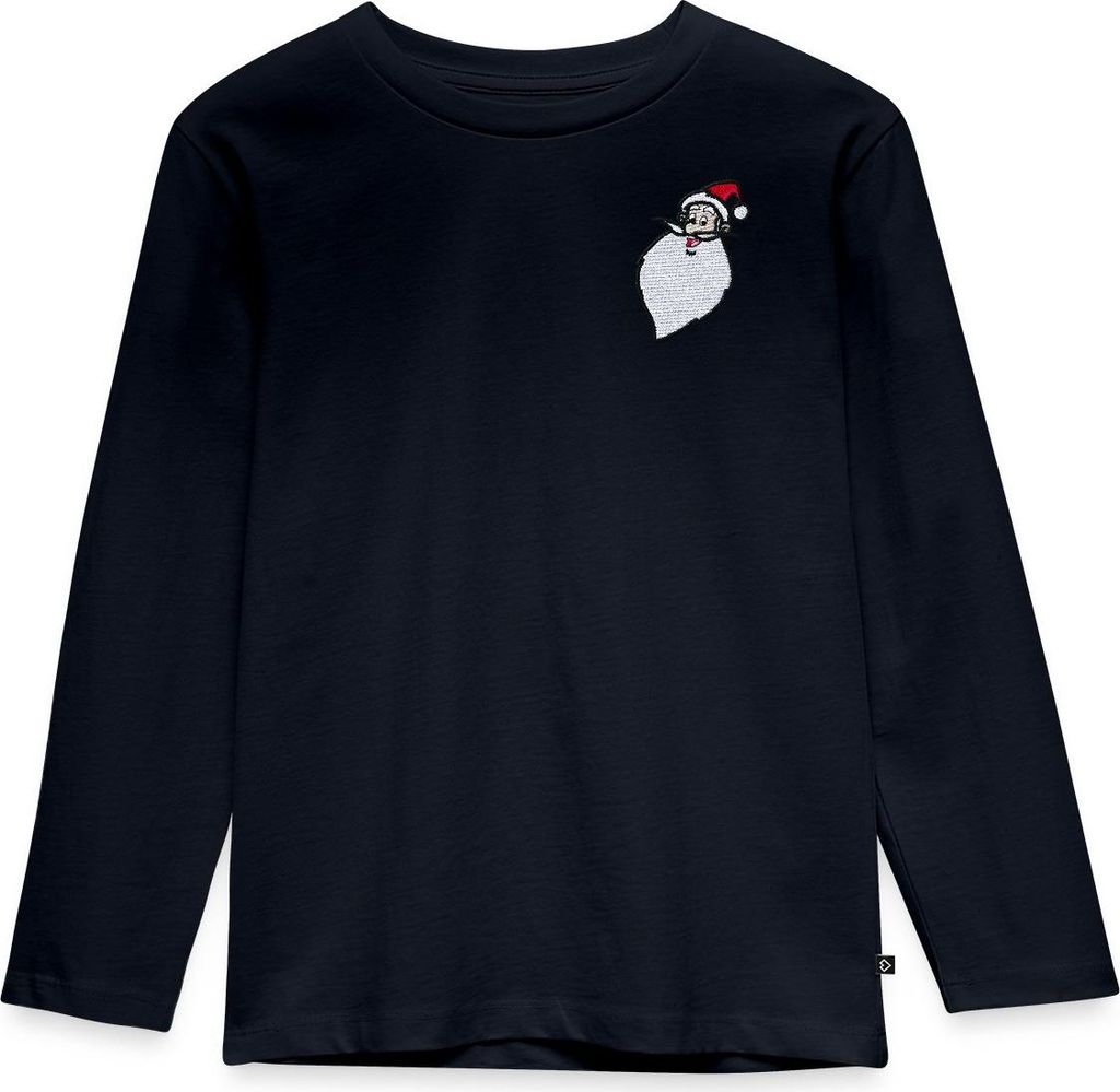 Spreadshirt Weihnachtsmann & Co. KG Stick-Motiv Weihnachtsmann Kinder Premium Langarmshirt, 98/104 (2 Jahre), Navy