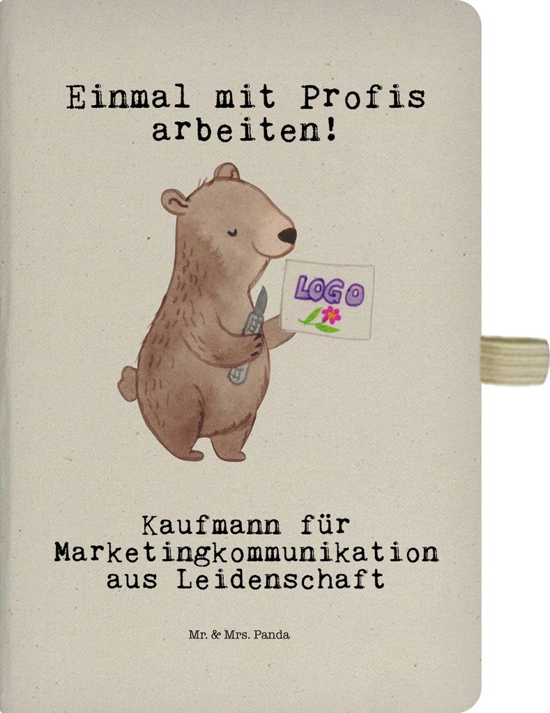Mr. & Mrs. Panda notizbuch Kaufmann für Marketingkommunikation Leidenschaft - Transparent - Geschenk, Tagebuch DIN A4, Journal, kariertes, Skizzen...