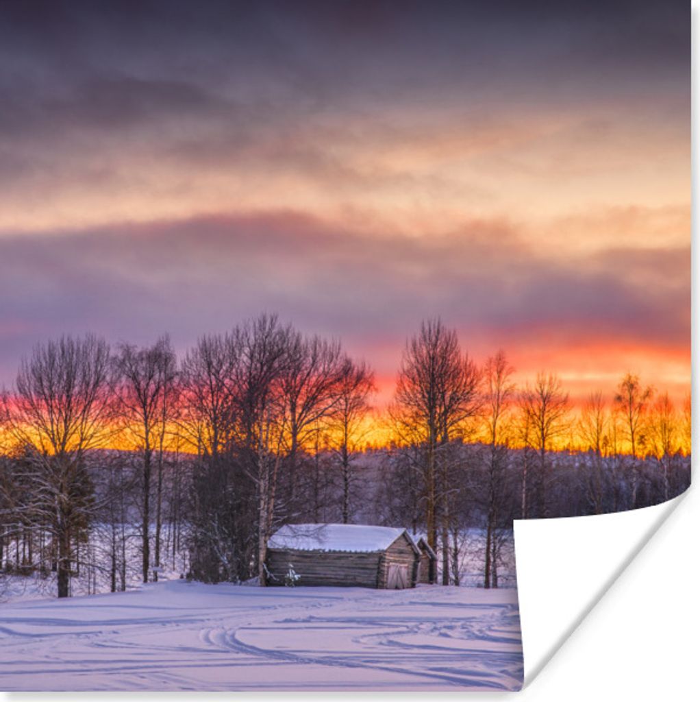 MuchoWow Poster Dämmerungsniederungen in Schweden 50x50 cm - Wohnzimmerdekoration