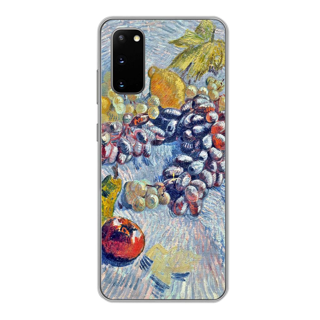 MuchoWow Handyhülle Schutzhülle Hülle für Samsung Galaxy S20 Weintrauben, Zitronen, Birnen und Äpfel - Vincent van Gogh Silikon Softcase Han...