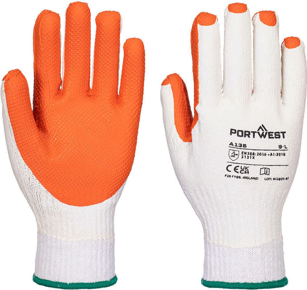 Portwest GRIP A135 latexbeschichtete Pflasterer-Arbeitshandschuhe - XL