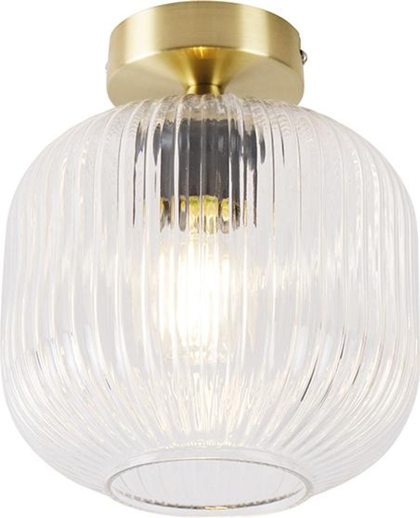 Qazqa Smart led Art Deco Deckenleuchte, Deckenlampe - Karel - Gold, Rund, 2700K - 6500K, dimmbar, 20cm, Ideal als Küche lampe, Schlafzimmerlampe, ...