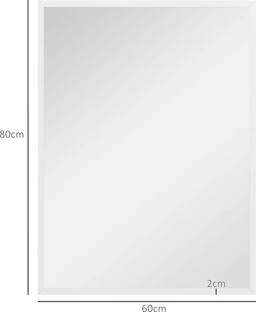Miroir Mural Cadre MDF Robuste 60x80 cm - Finition Blanche Moderne Pro