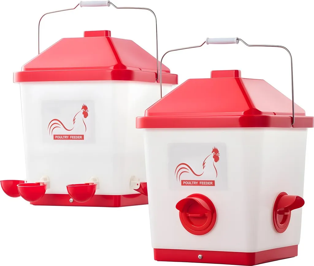 Kit Abbeveratoio 19L e Mangiatoia 18kg per Pollame | Design Antipioggia