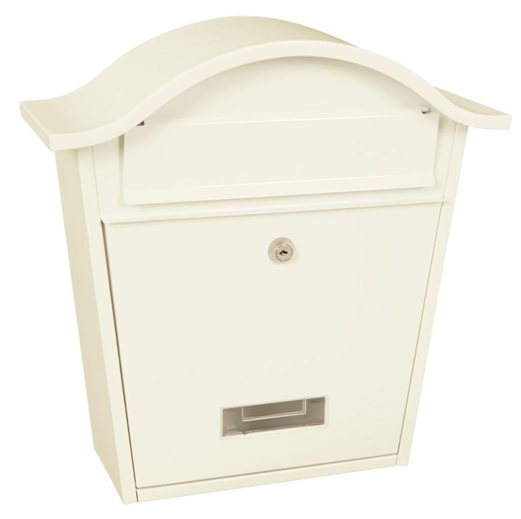 Wandbriefkasten Tatifan aus verzinktem Stahl | HxBxT 37x36,2x13,35cm | Einwurföffnung 24x4cm | Weiß