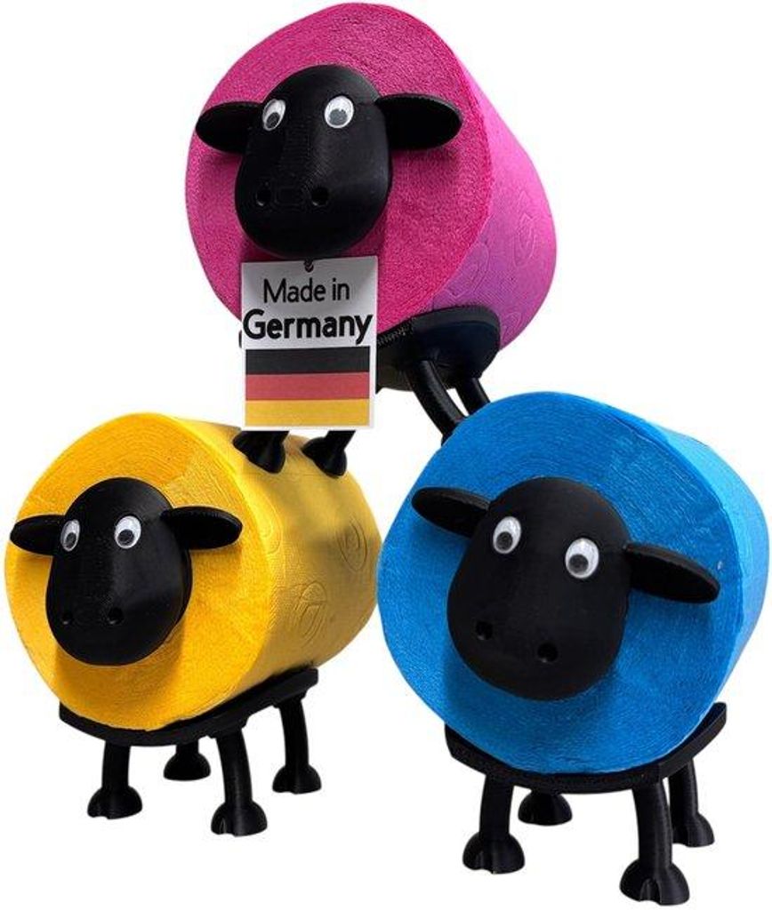 Bioplastik Toiletrolhalter in Form eines Schafs - Set aus 3 Stücken - Badkamer Accessoire - Germany