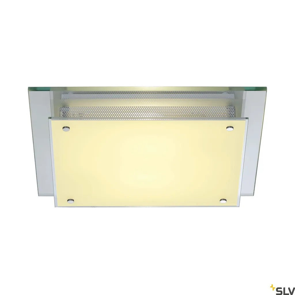 SLV GLASSA Plafonnier Carré 230V en Verre Satiné et Métal - 155251