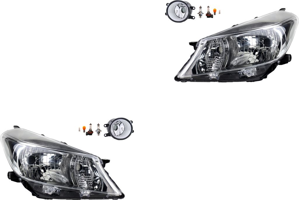 Johns, Scheinwerfer Satz Halogen passend für Toyota Yaris XP13 11-14 H4 +Nebel+Leuchtm. 812100D040 1608422280 3550157L00 3550157L01 812100D042 812...