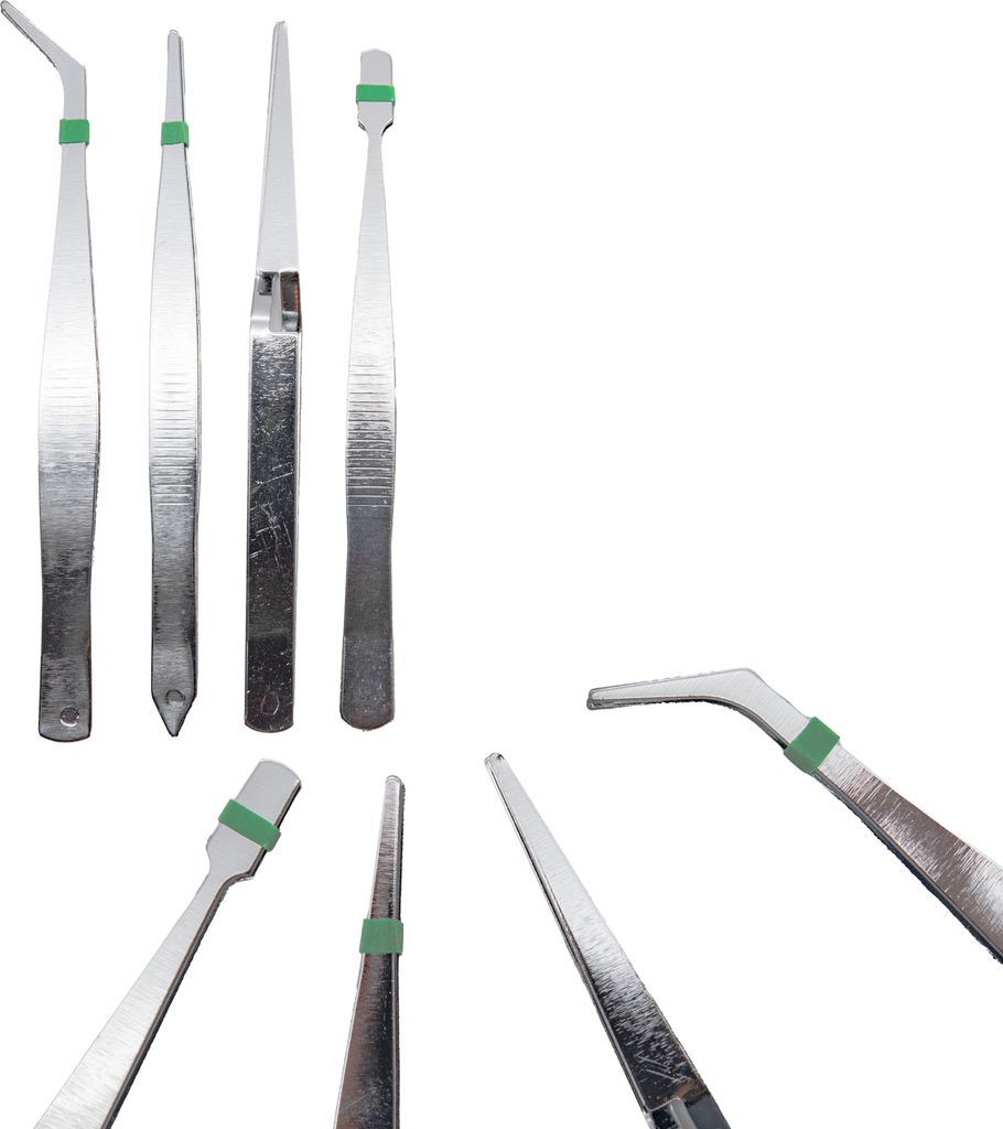 Pinzetten Set 4 Stk Flachpinzette Kreuzpinzette Produktbild 1