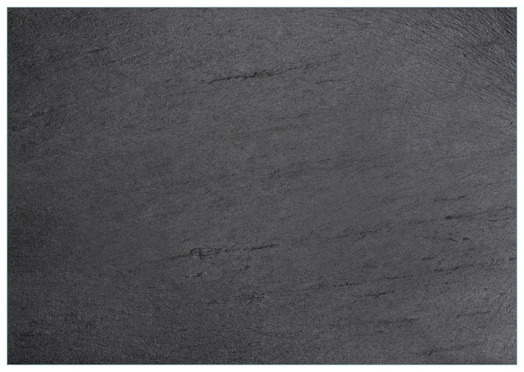 Wallario Premium Glasbild, freischwebende Optik, kräftige Farben, Größe 100 x 70 cm Motiv Schwarze Schiefertafel Optik - Steintafel