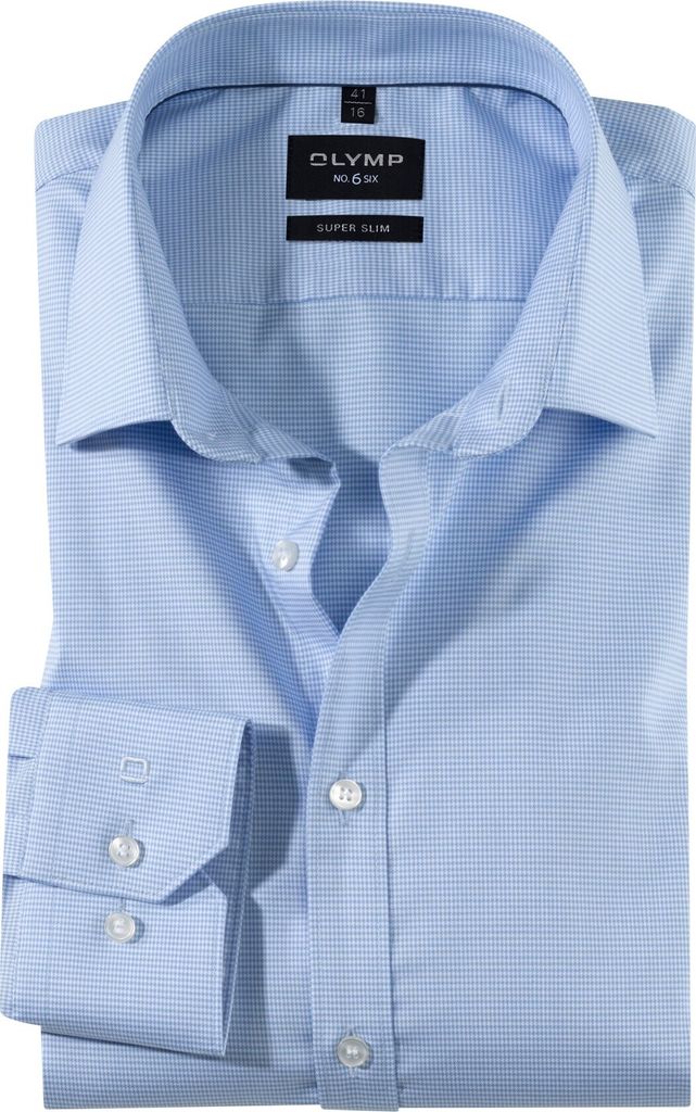 Olymp Hemd Nr. 6 super slim fit Karo blau