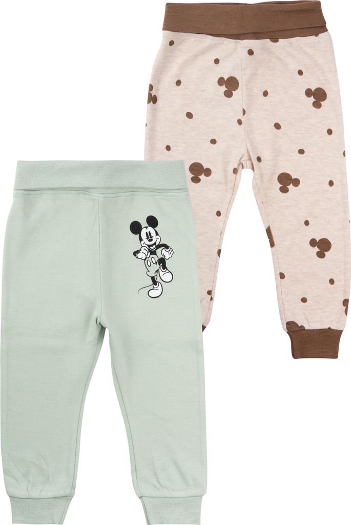 Disney Mickey Mouse Baby Hose für Jungen und Mädchen - Babyhose Babykleidung Braun Hellgrün (2er Pack) 62-68