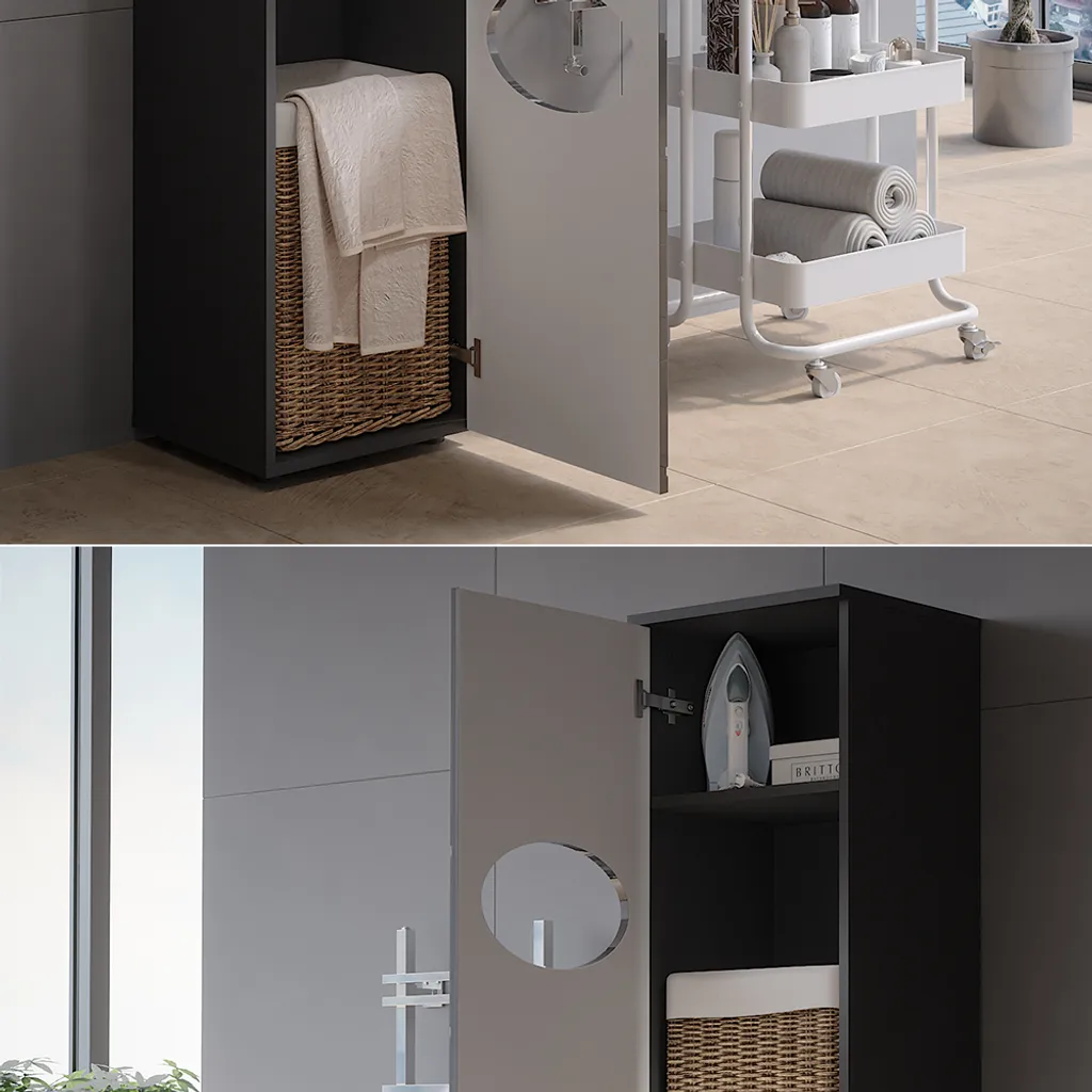 Offerta Armadio Bagno Vicco Irma Antracite Lucido | 37,2 x 192 cm - 5