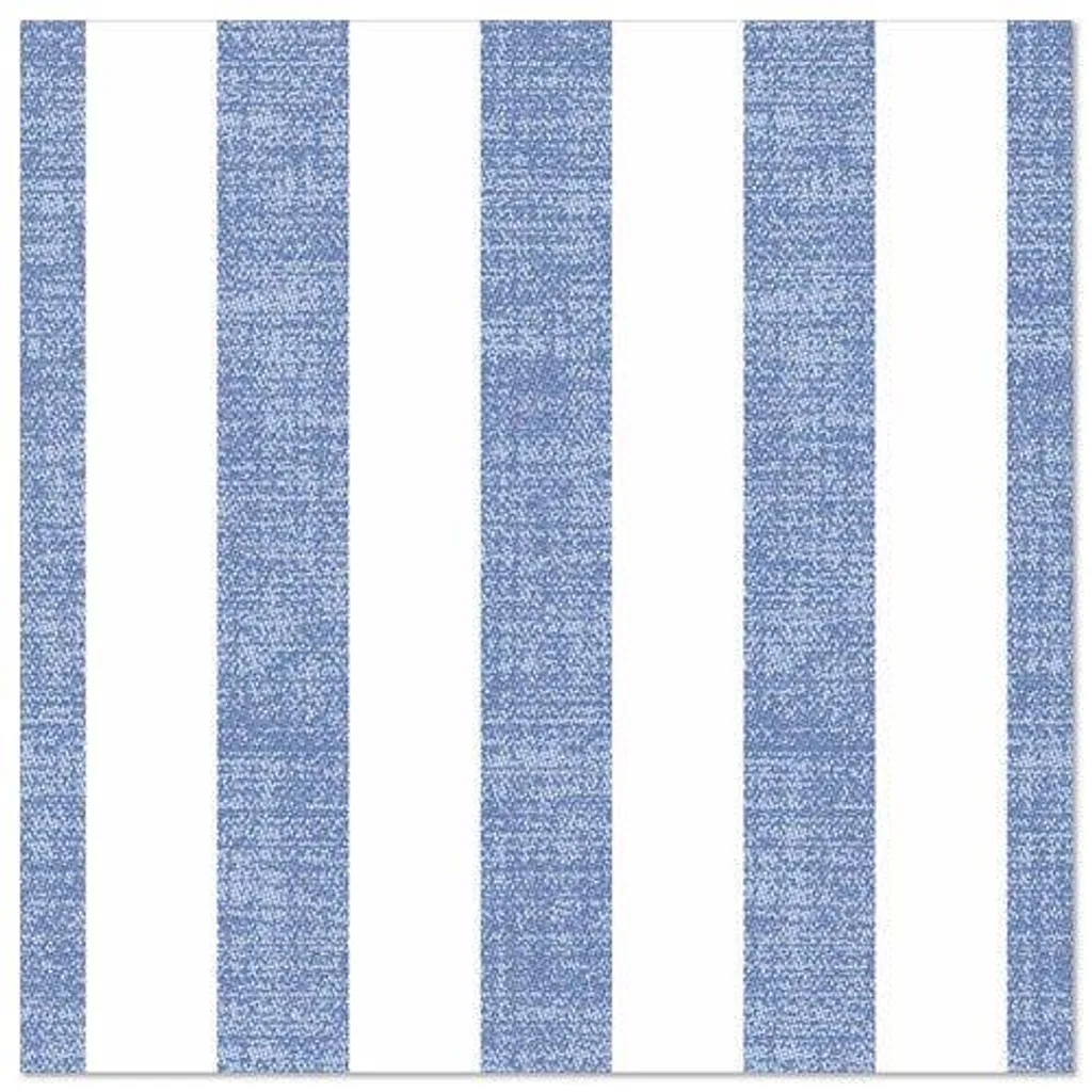 Serviettes de table premium aspect tissu bleu à rayures lot de 50